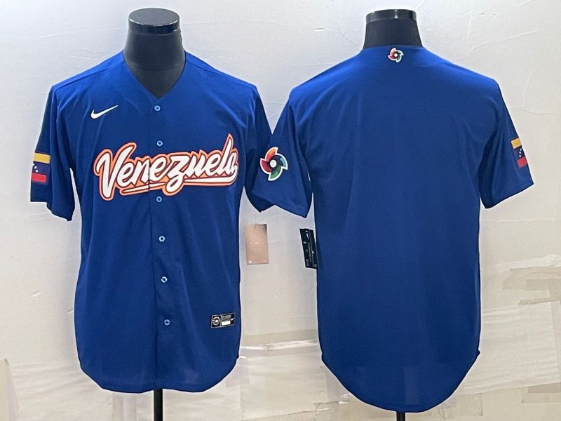 Men 2023 World Cub Venezuela Blank Blue Nike MLB Jersey2->more jerseys->MLB Jersey
